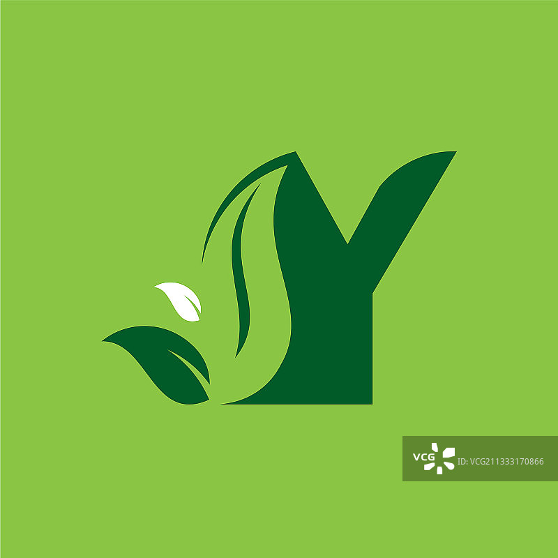 字母Y绿叶标志设计元素图片素材