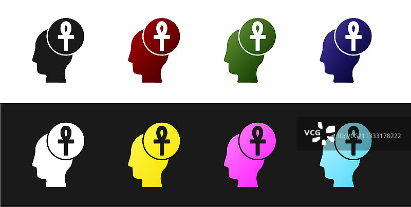 黑白背景上的十字架和安卡图标图片素材