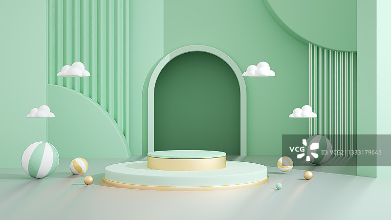 绿色电商创意场景图片素材