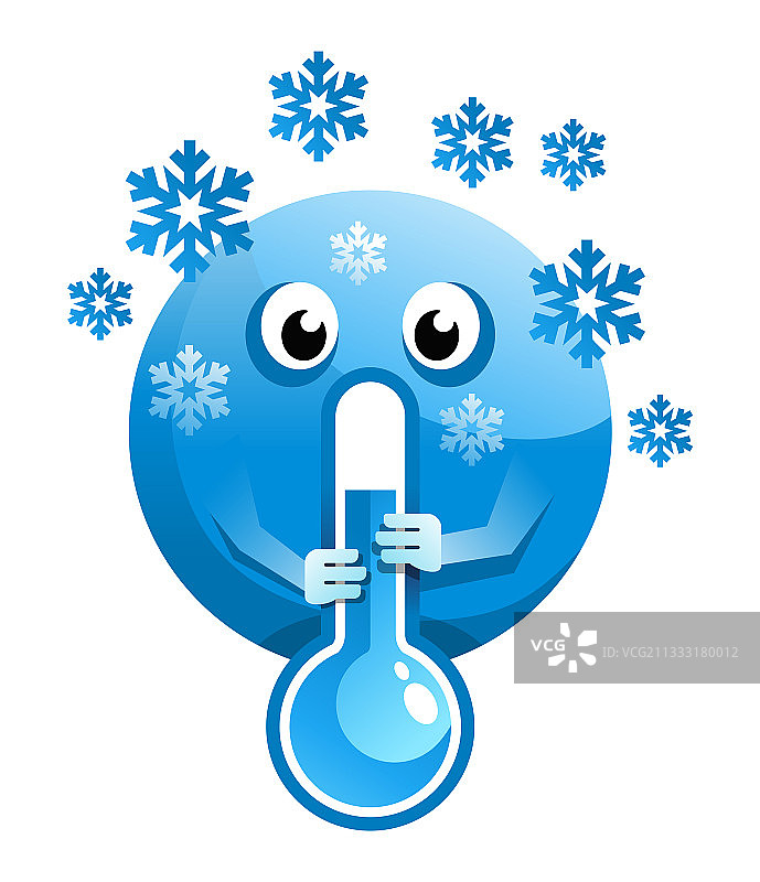 带有温度计的寒冷天气卡通地球图片素材
