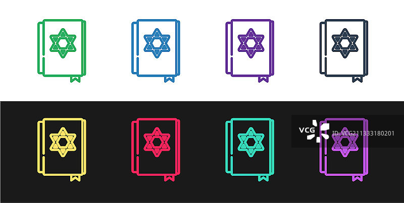 黑色背景上的犹太律法书图标图片素材