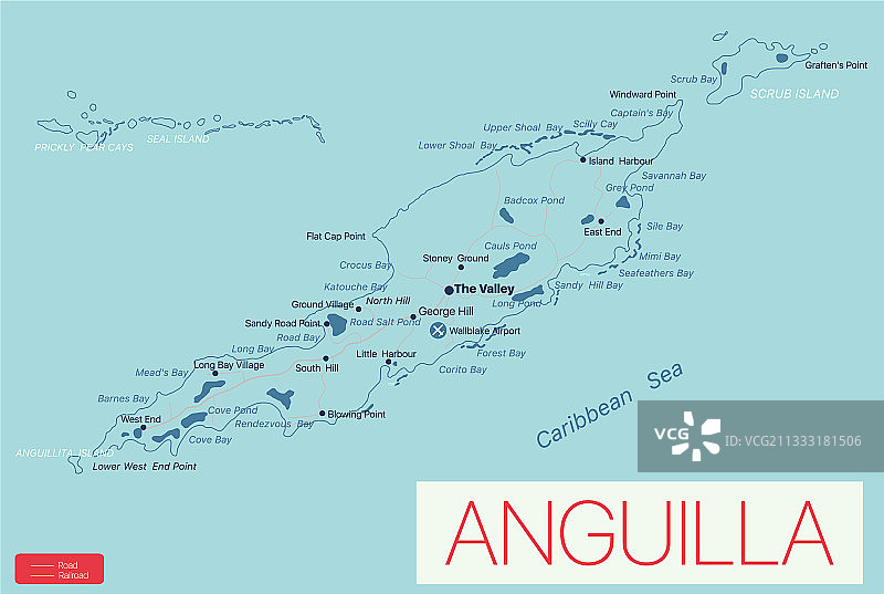 安圭拉详细可编辑地图图片素材