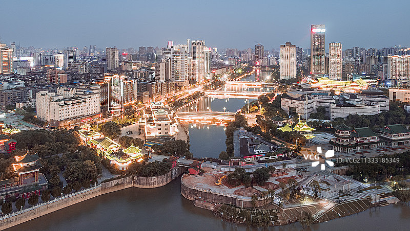 滕王阁，抚河，南昌城市夜景图片素材