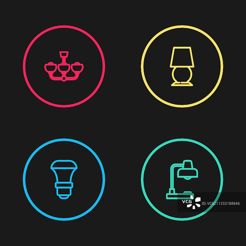 LED灯泡台灯组合图片素材