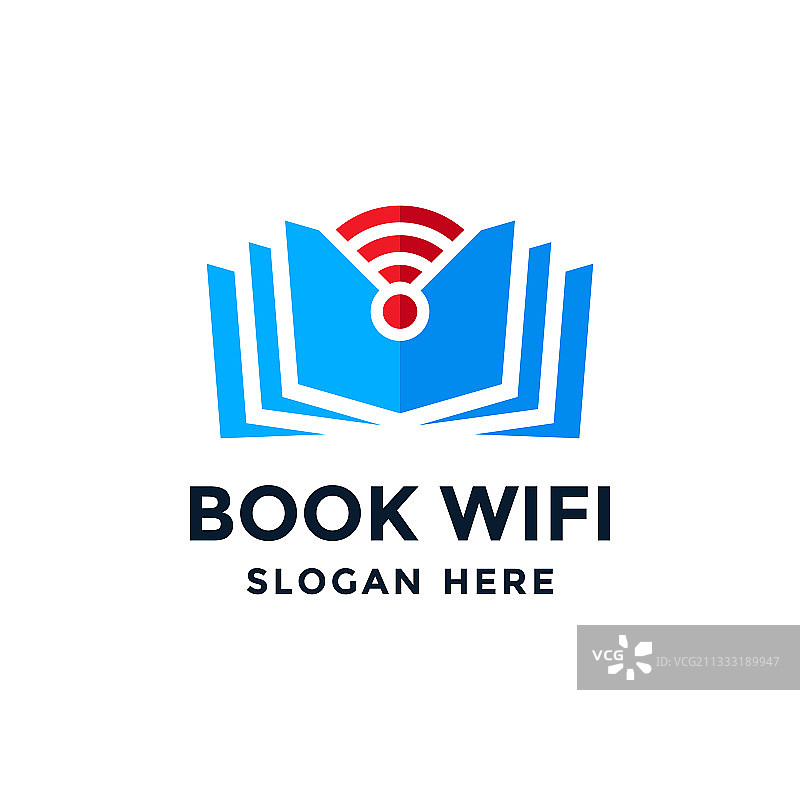 带有在线阅读功能的书籍WIFI标志设计模板图片素材