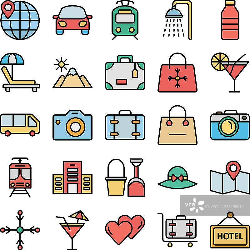旅行和酒店独立图标图片素材