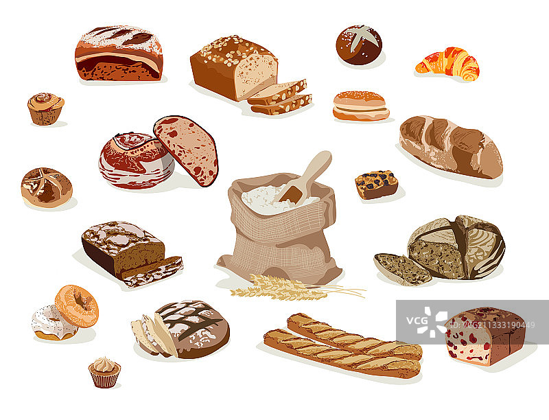 面包店糕点产品合集图片素材