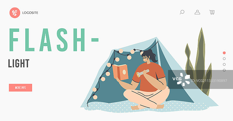 女士使用光源着陆页模板图片素材