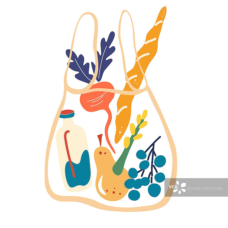 装有食物的网兜环保购物袋图片素材