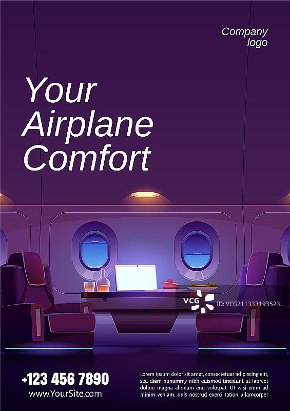 私人飞机的内部宣传单图片素材