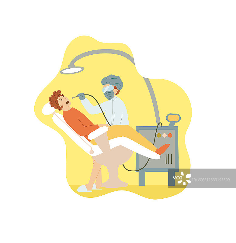 牙医为男性患者治疗牙齿图片素材