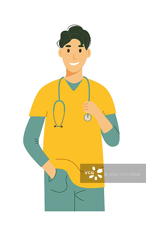 年轻实习医生男人戴听诊器图片素材