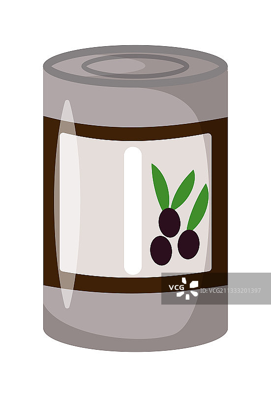 白色背景下的罐装黑橄榄图片素材