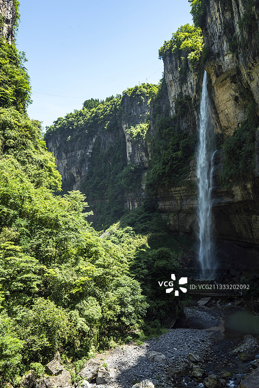 湖北：恩施大峡谷云龙瀑布、地缝、沐抚瀑布、电梯等引人入胜图片素材