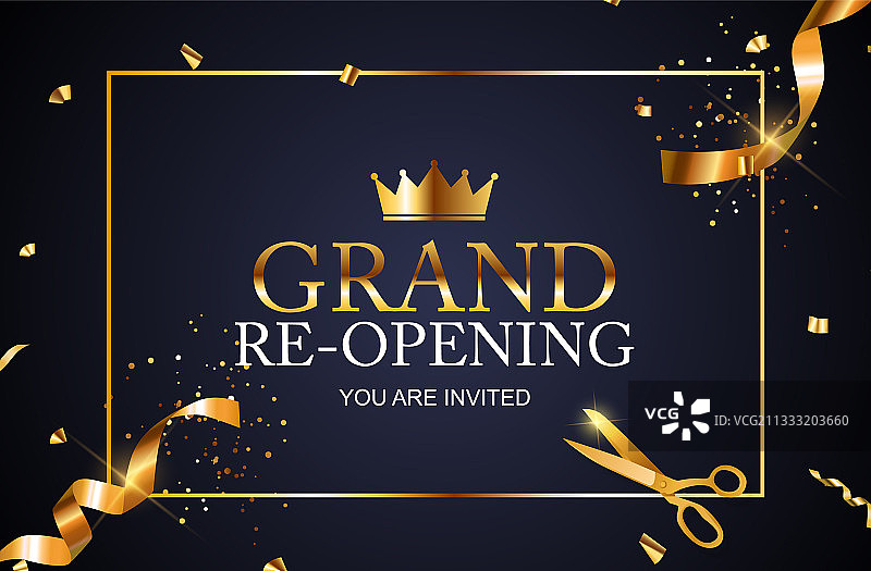 盛大重新开业卡片商务海报背景图片素材