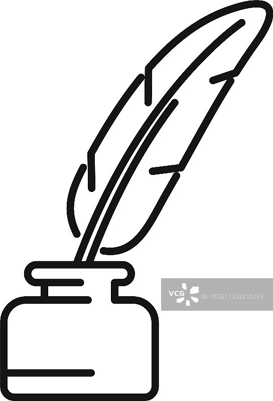 公证羽毛笔图标轮廓样式图片素材