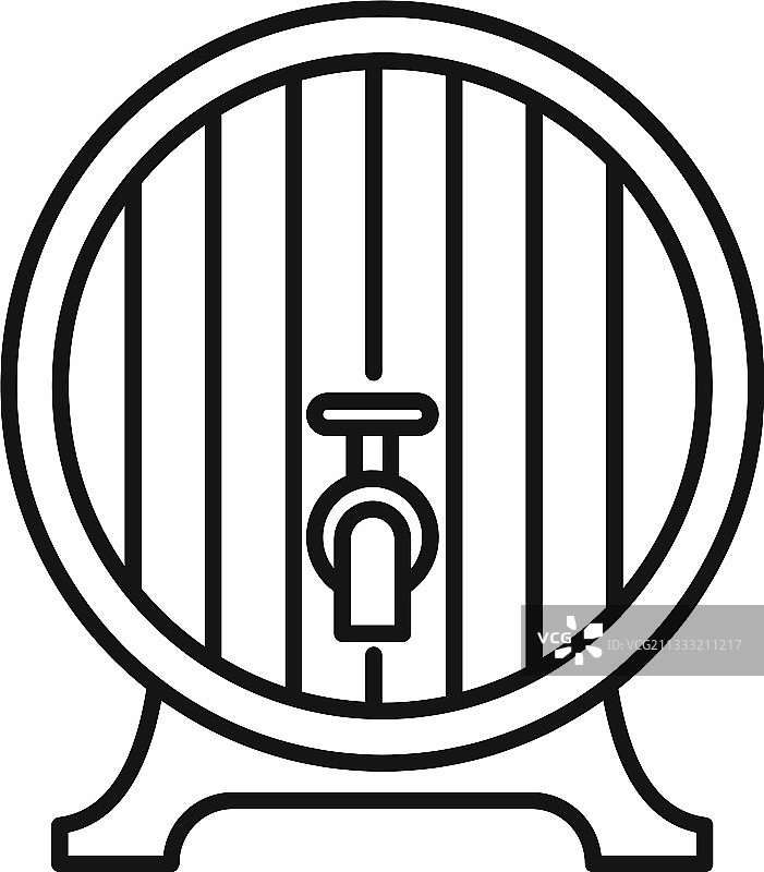 木制酒桶描边风格图标图片素材