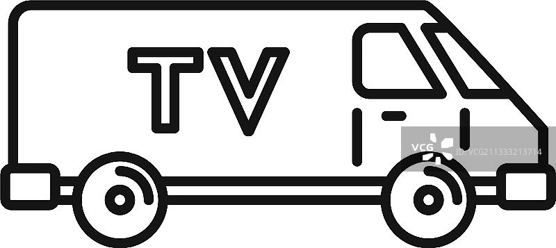 电视厢型车轮廓图标图片素材