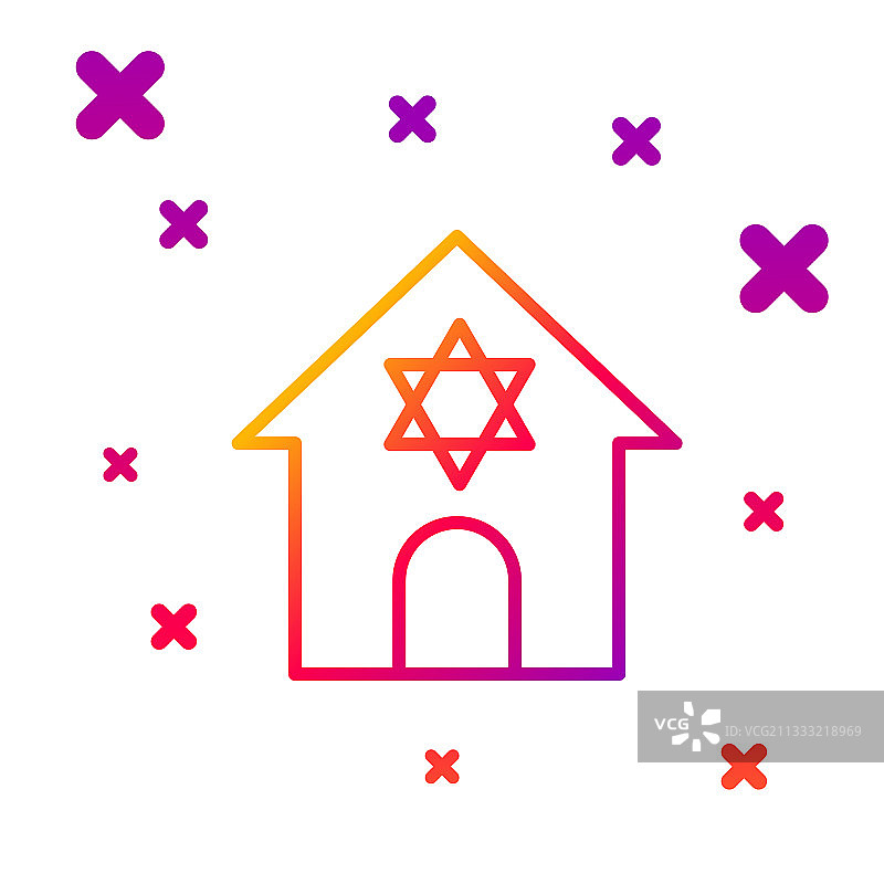 彩色线条犹太教堂建筑或犹太图片素材