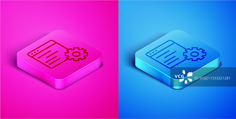 2.5D单线条计算机API界面图标图片素材