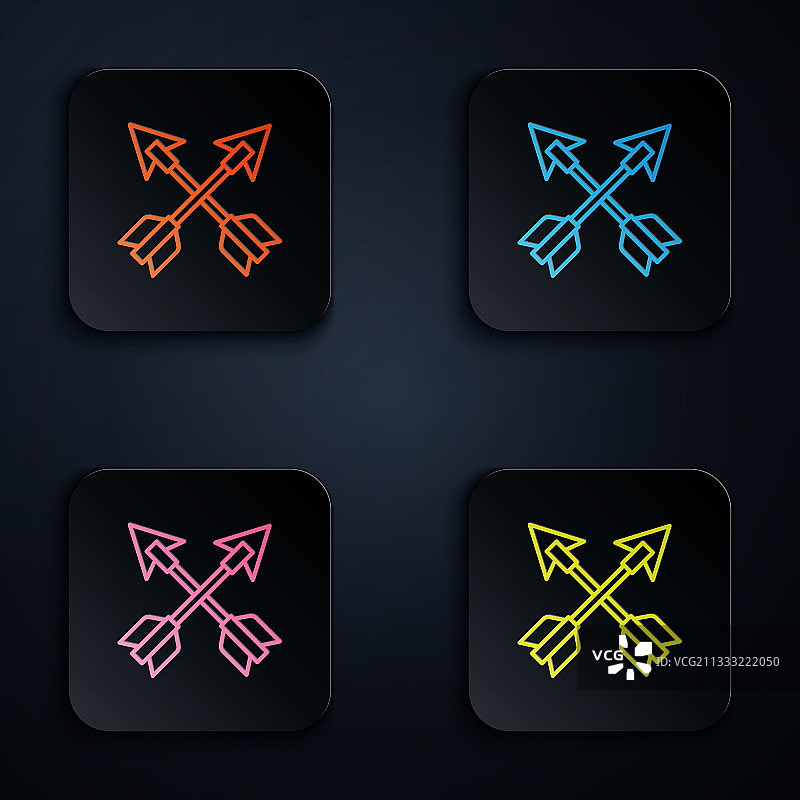 彩色霓虹灯线条交叉箭头图标图片素材