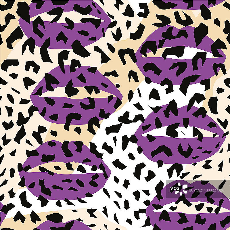 豹纹嘴唇设计图案图片素材