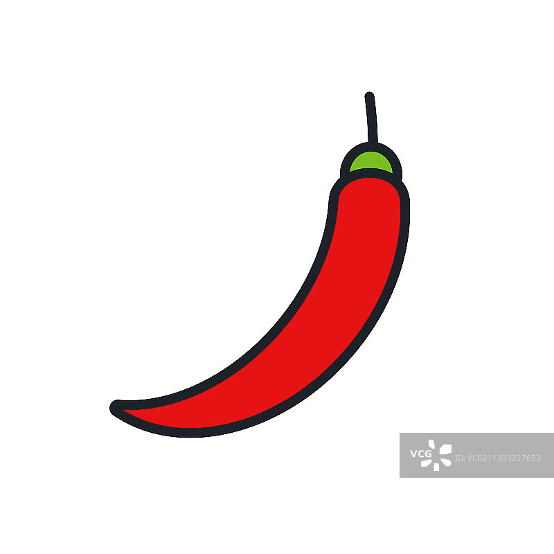 辣椒线性彩色图标轮廓图片素材