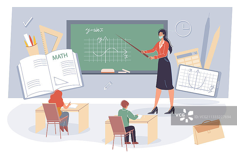 扁平卡通学生和老师图片素材