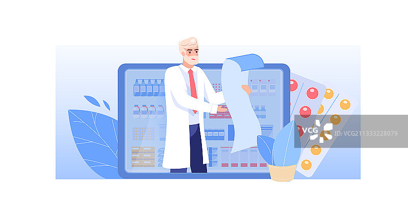 扁平卡通医生在线远程医疗图片素材