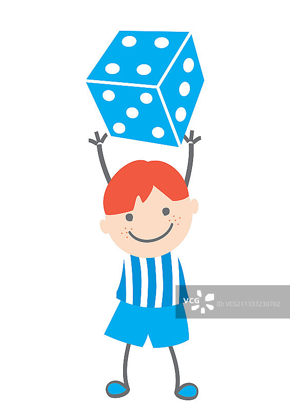 男孩与蓝色骰子图片素材
