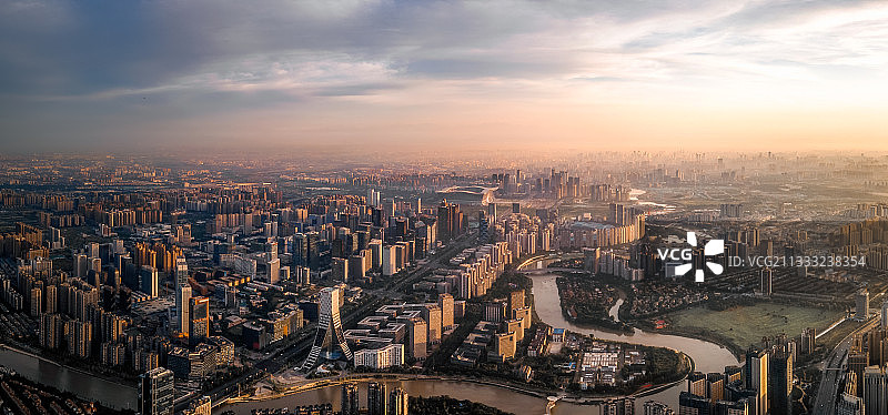 航拍成都高新区地标建筑城市全景图片素材