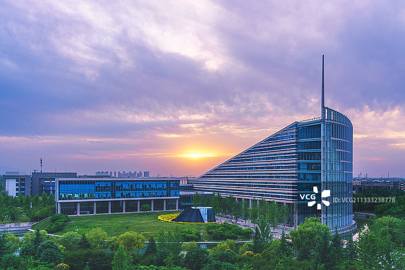 西北工业大学长安校区日落图片素材