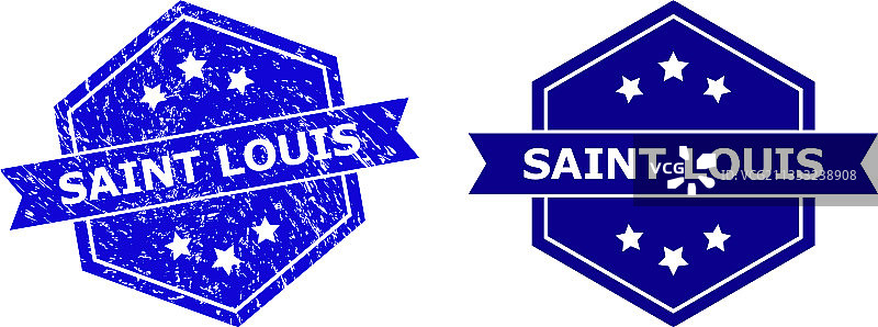 带有复古风格的圣路易斯六边形印章图片素材