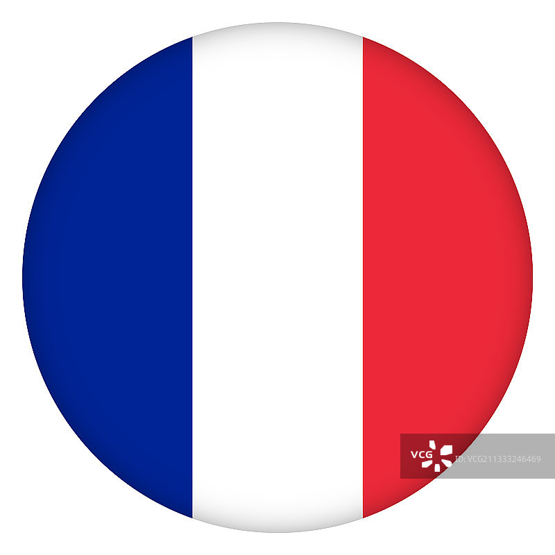法国国旗圆形图标徽章或按钮图片素材