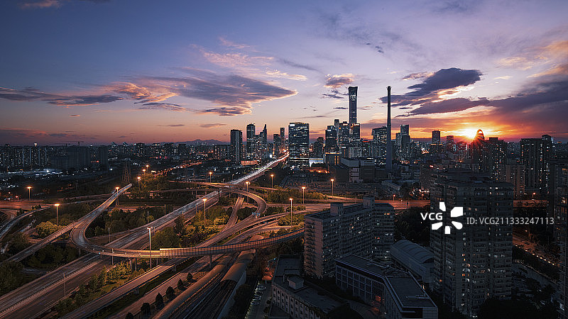 四惠桥晚霞图片素材