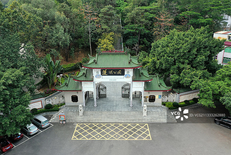广东省东莞市桥头镇莲湖公园航拍图片素材