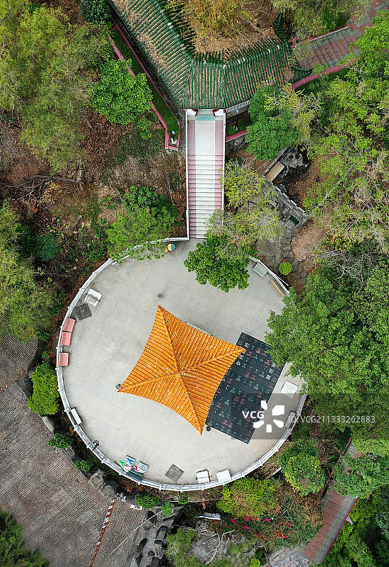 广东省东莞市桥头镇莲湖公园航拍图片素材