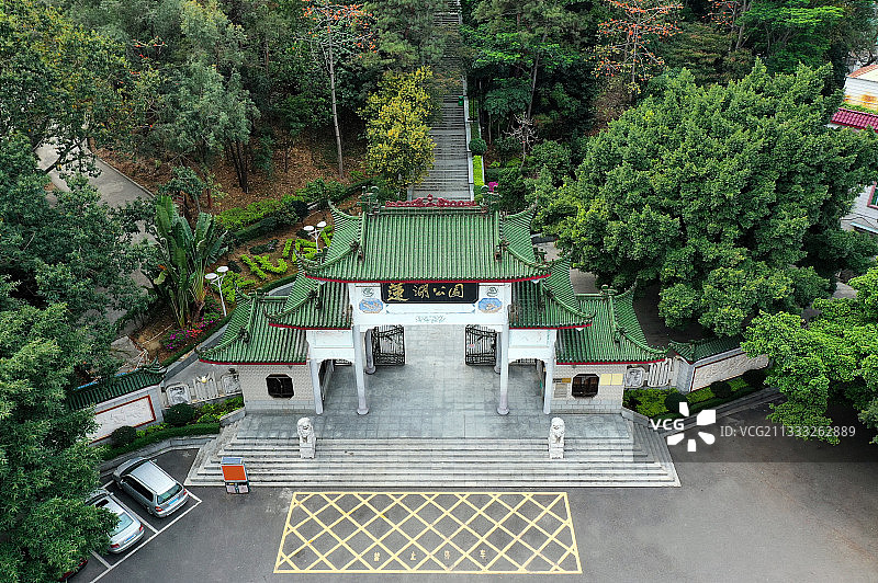 广东省东莞市桥头镇莲湖公园航拍图片素材