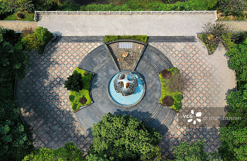 广东省东莞市桥头镇莲湖公园航拍图片素材