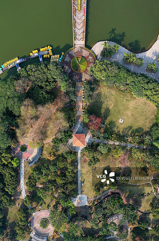 广东省东莞市黄江镇人民公园航拍图片素材