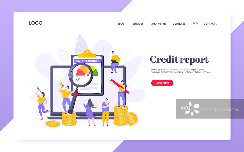 带有箭头仪表车速表的信用评分报告图片素材