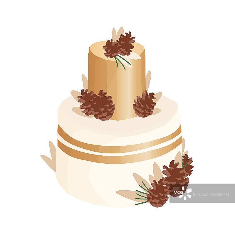 用松树装饰的婚礼或生日甜点图片素材