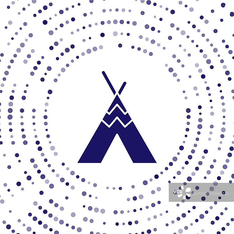 蓝色传统印第安圆锥帐篷或维格瓦姆帐篷图标图片素材