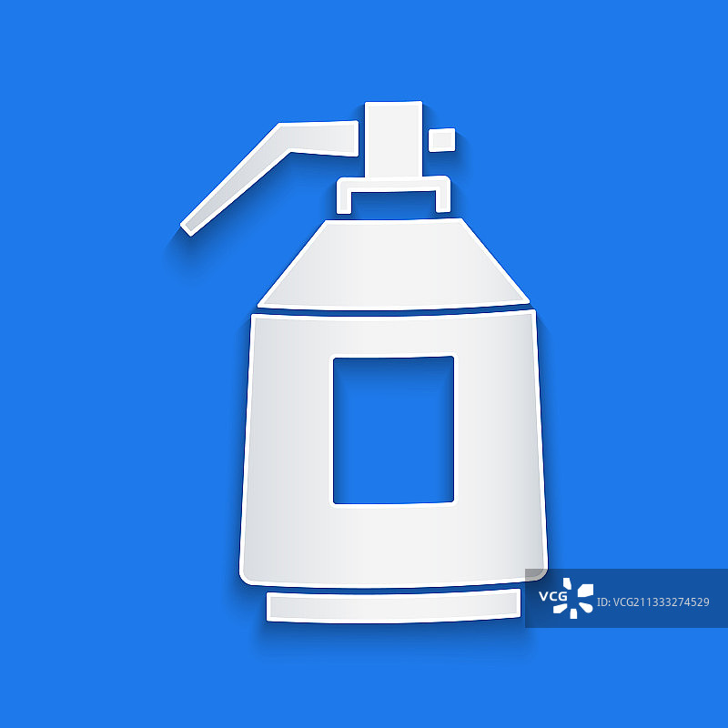 蓝色背景上的剪纸喷漆枪图标图片素材