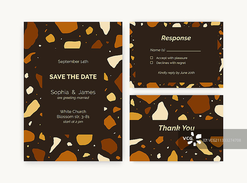 垂直和水平水磨石婚礼图片素材