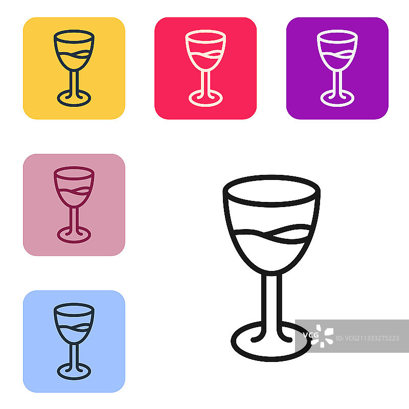 白色背景上的黑色线条酒杯图标图片素材