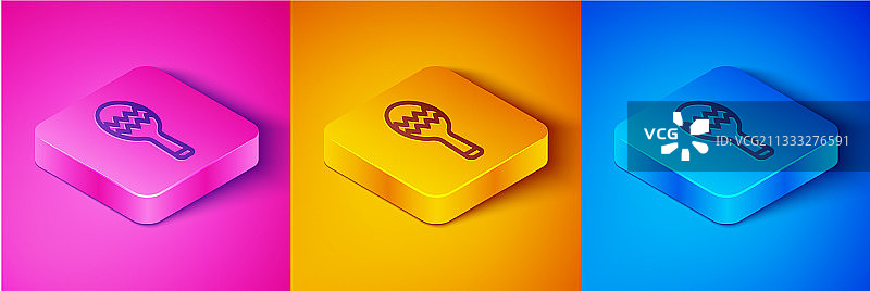 2.5D线条沙锤图标，粉色背景图片素材