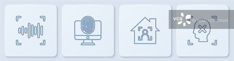 语音识别智能家居人脸线条图标图片素材