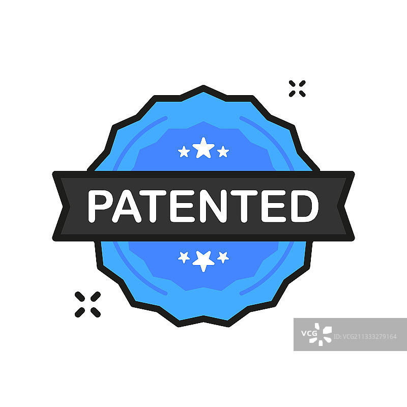 蓝色专利徽章扁平风格图标图片素材