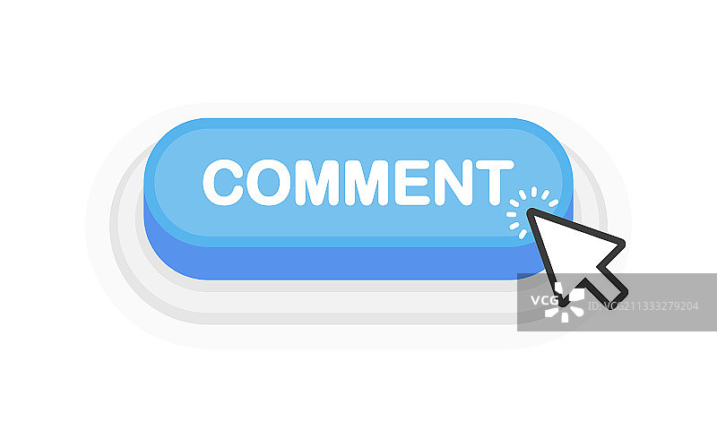 评论蓝色3D按钮，扁平风格，隔离图片素材
